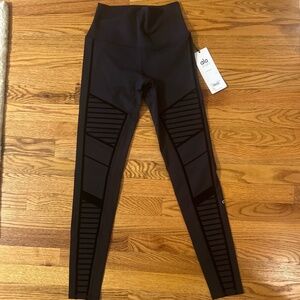 Alo Yoga Flocked High-waist Moto Legging Black Sz Small NWT